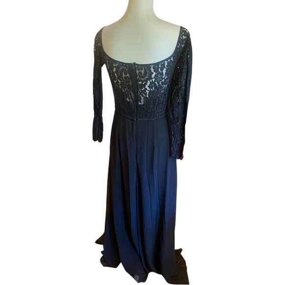 Love by Theia Black Lace Bodice Off-the-shoulder Gown Size 8 MSRP: $320 - Picture 8 of 9